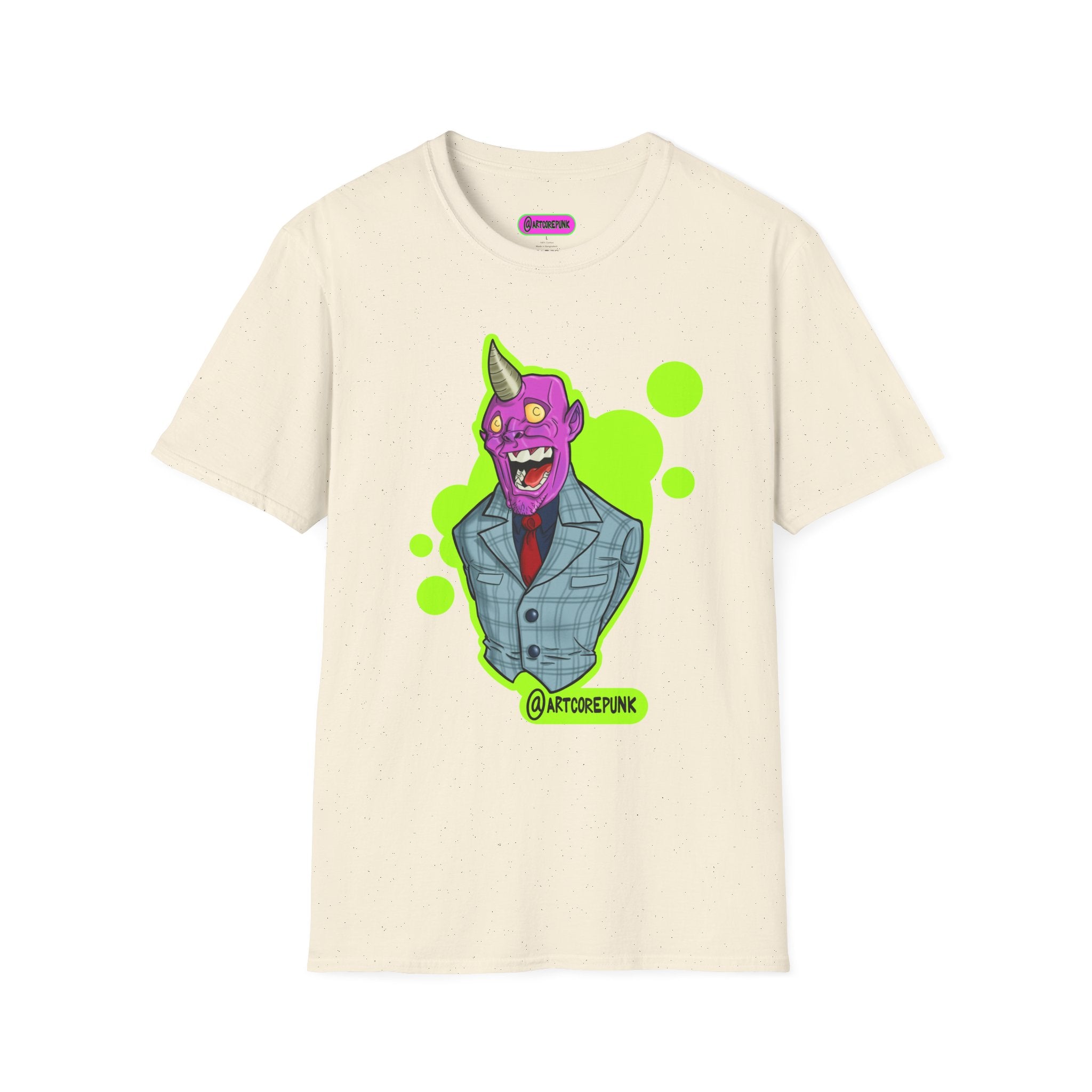 'The Hornsuit' Graphic T-Shirt — Neon Devil Suit Illustration