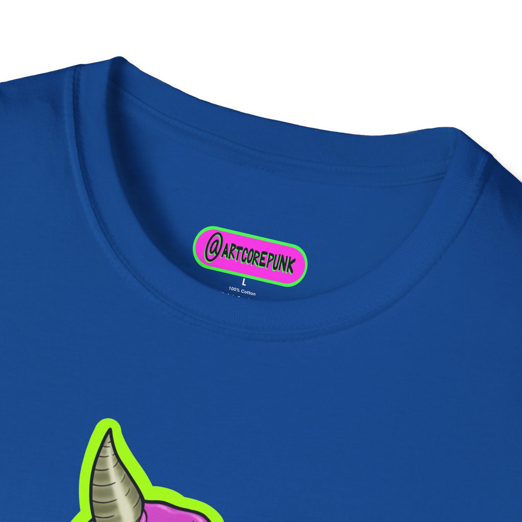 'The Hornsuit' Graphic T-Shirt — Neon Devil Suit Illustration