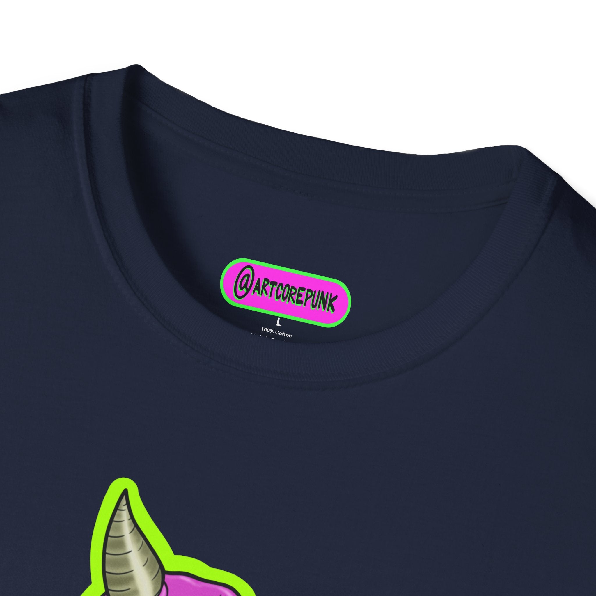 'The Hornsuit' Graphic T-Shirt — Neon Devil Suit Illustration