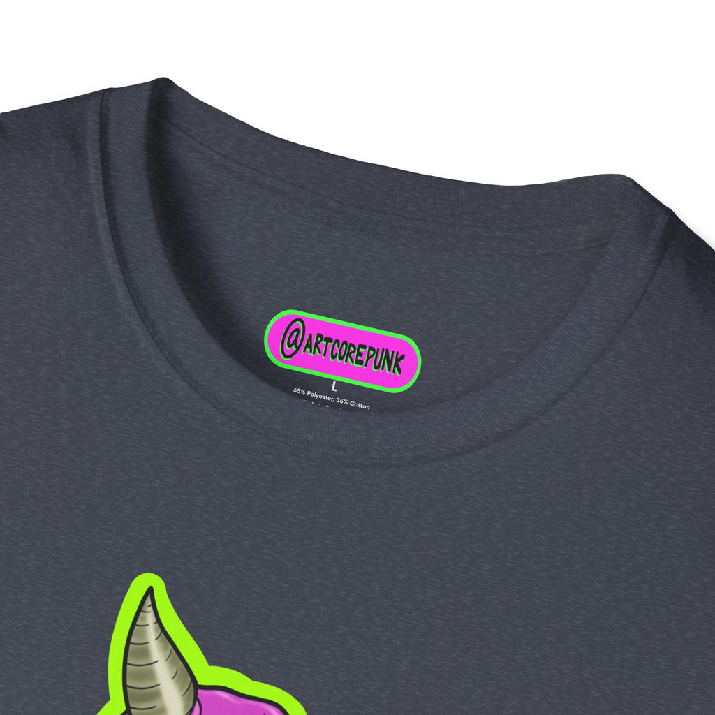 'The Hornsuit' Graphic T-Shirt — Neon Devil Suit Illustration