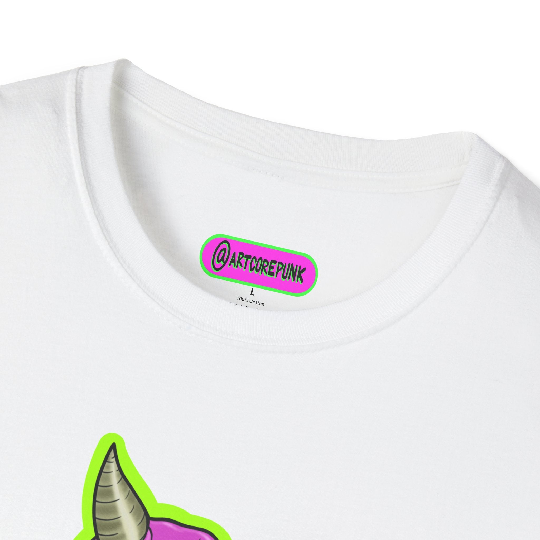 'The Hornsuit' Graphic T-Shirt — Neon Devil Suit Illustration